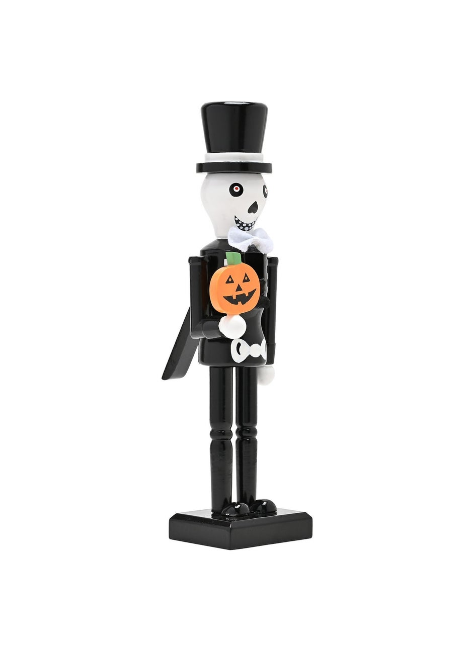 Hocus Pocus Black & White Wooden Nutcracker Skeleton