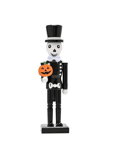 Hocus Pocus Black & White Wooden Nutcracker Skeleton