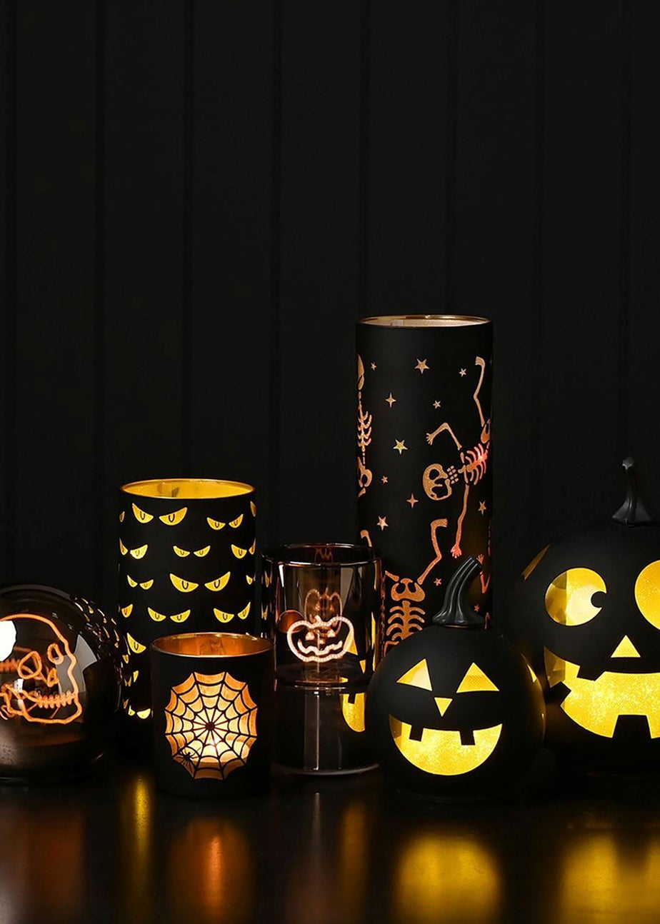 Hocus Pocus Grey LED Glass Pumpkin Light Tube