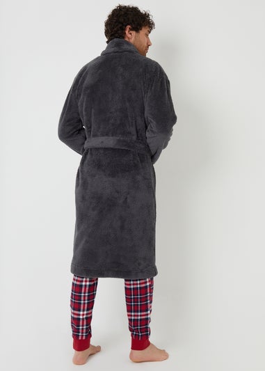 Threadbare Charcoal Borg Dressing Gown
