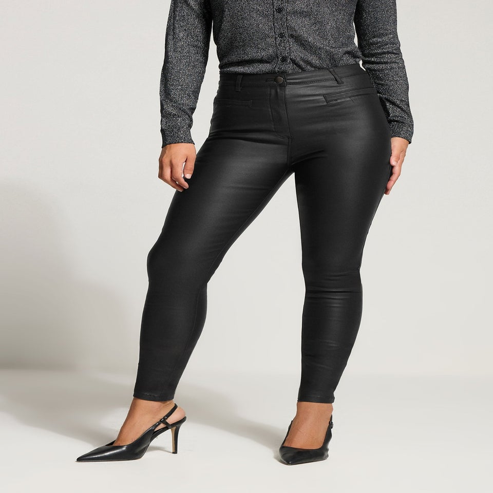 Long Tall Sally Black Faux Leather Skinny Jeans