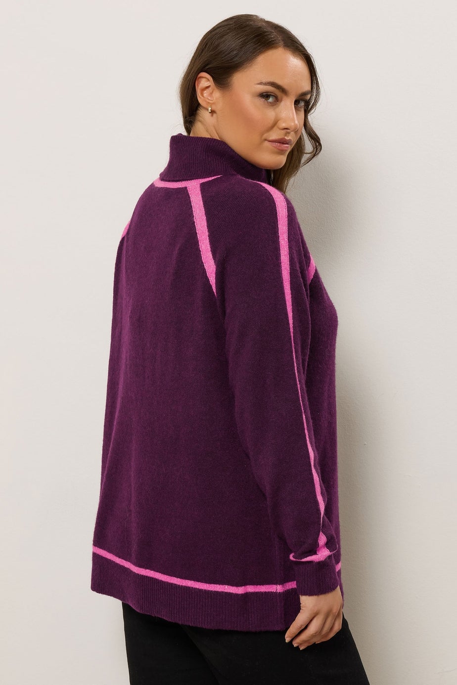 Evans Curve Purple Contrast Tipped Jumper