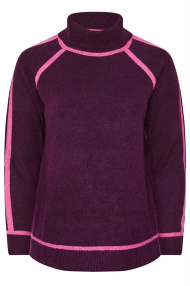 Evans Curve Purple Contrast Tipped Jumper