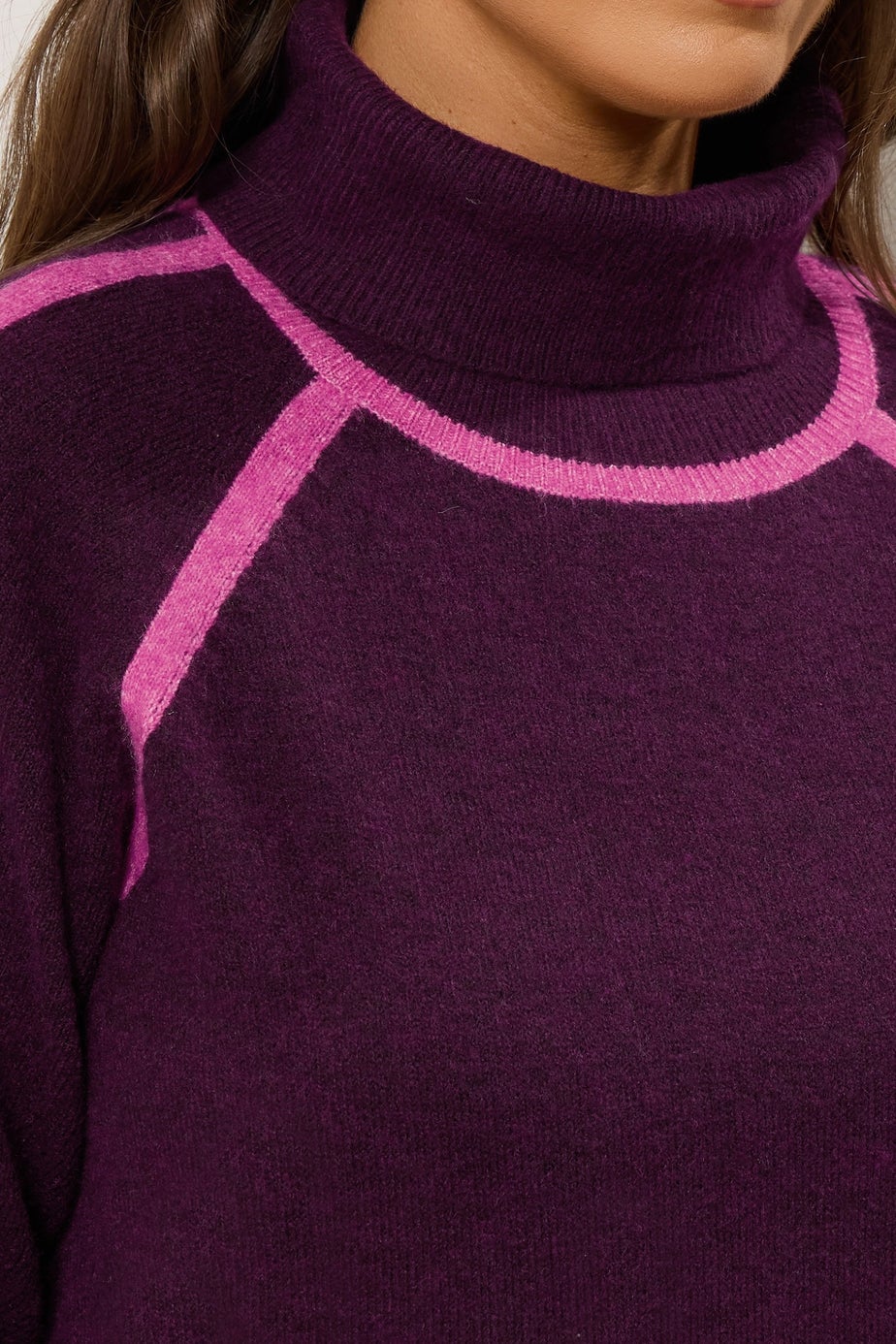 Evans Curve Purple Contrast Tipped Jumper
