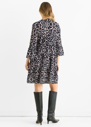 Gini London Grey Animal Print Skater Mini Dress