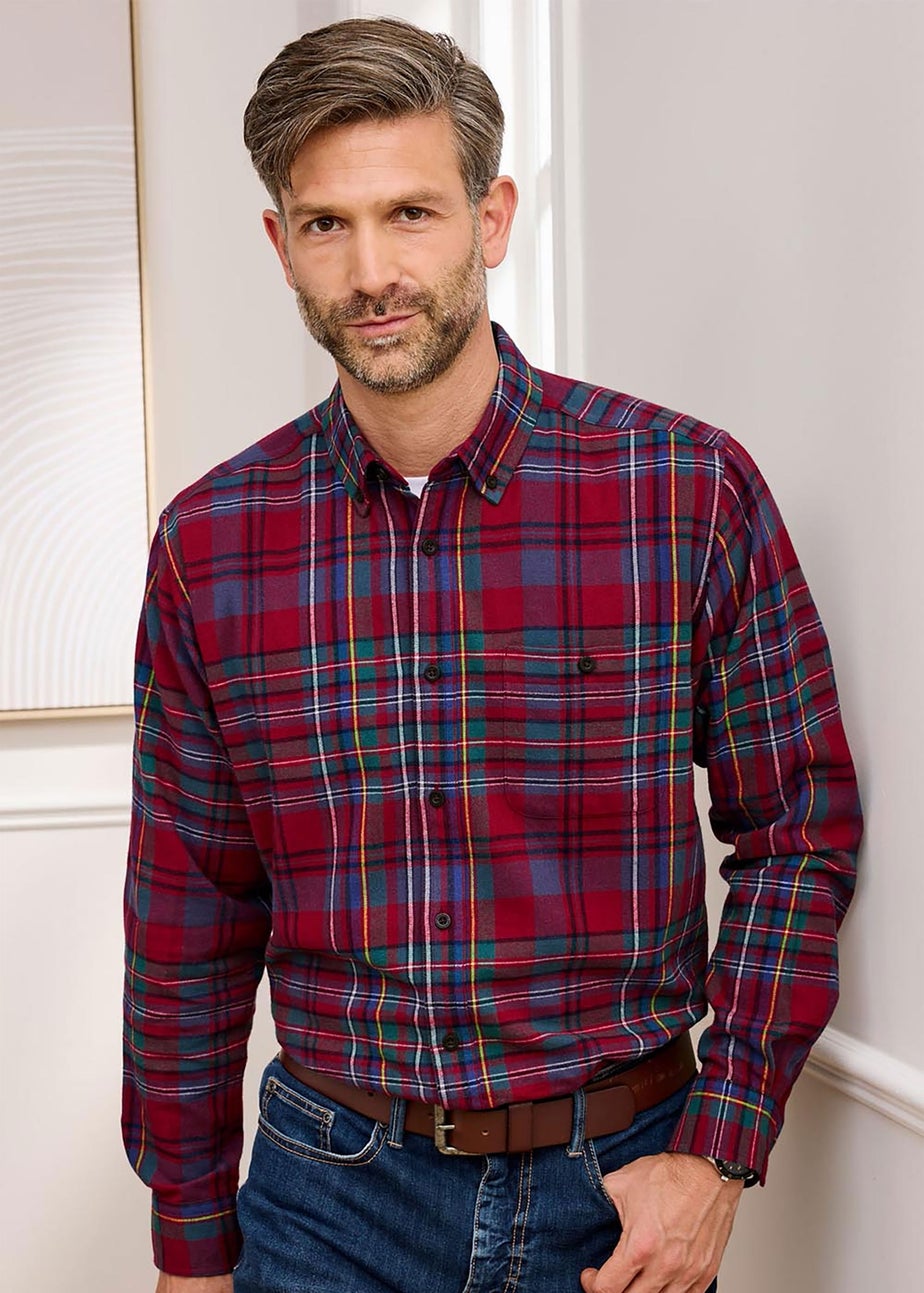Cotton Traders Crimson Flannel Check Shirt