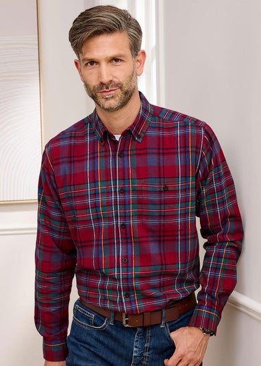 Cotton Traders Crimson Flannel Check Shirt