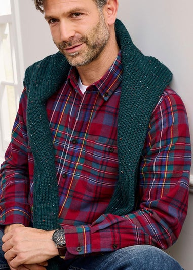 Cotton Traders Crimson Flannel Check Shirt