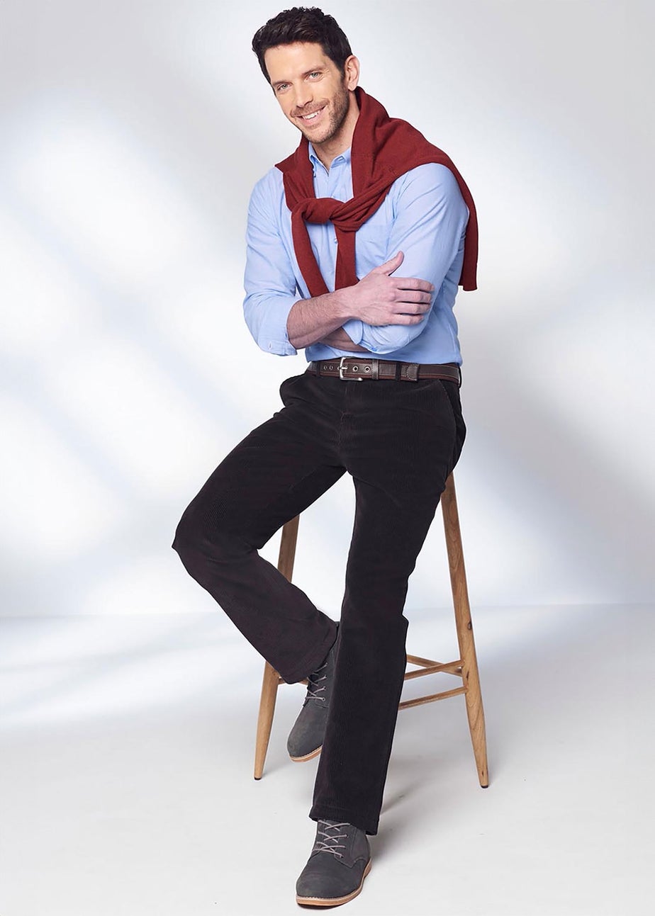 Cotton Traders Dark Steel Flat Front Cord Trousers