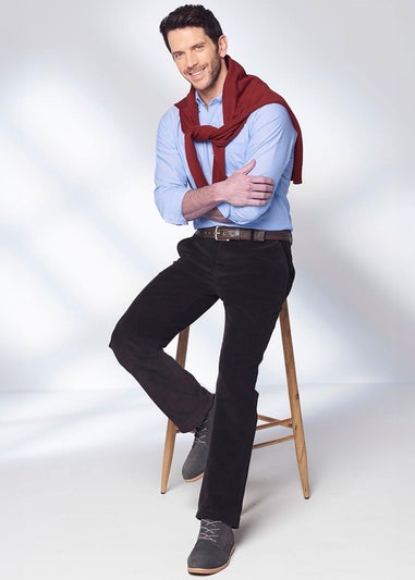 Cotton Traders Dark Steel Flat Front Cord Trousers