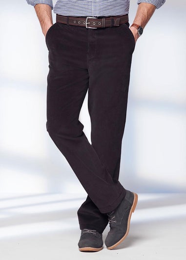 Cotton Traders Dark Steel Flat Front Cord Trousers