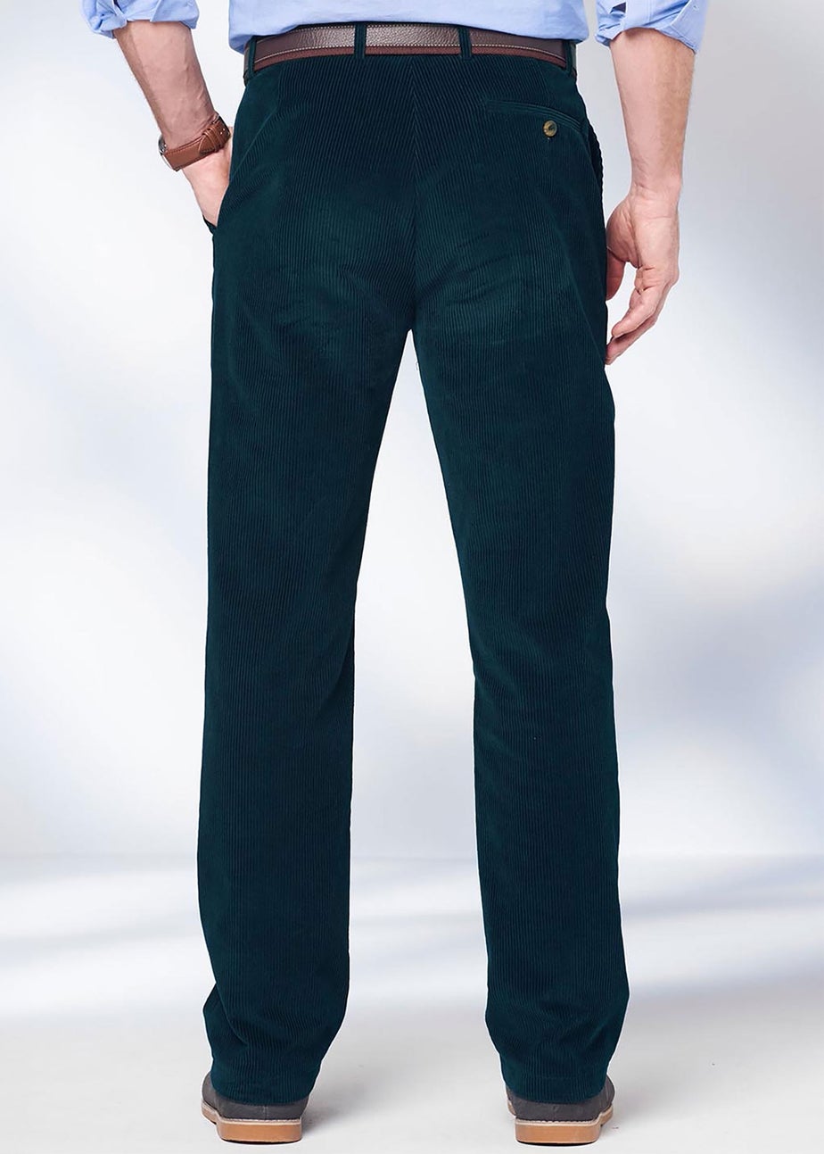 Cotton Traders Dark Peacock Flat Front Cord Trousers