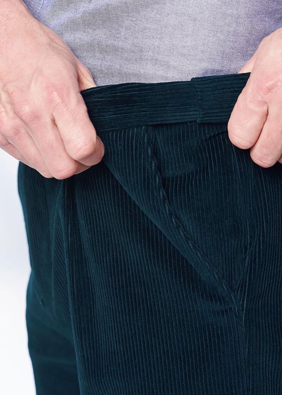Cotton Traders Dark Peacock Pleat Front Cord Trousers