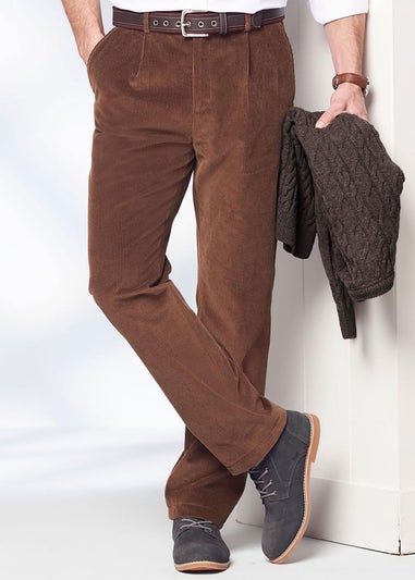 Cotton Traders Nutmeg Pleat Front Cord Trousers