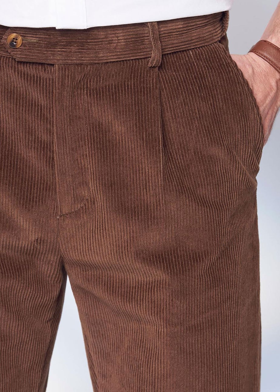 Cotton Traders Nutmeg Pleat Front Cord Trousers