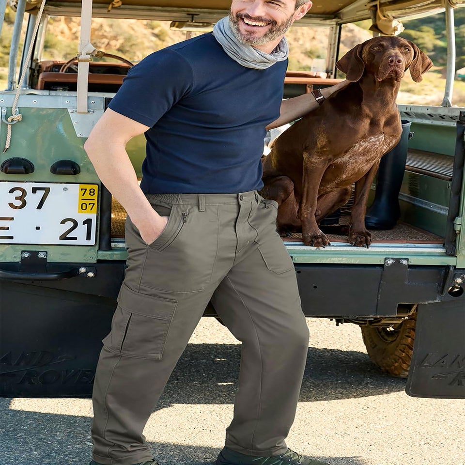 Cotton Traders Washed Khaki Thermal Action Trousers