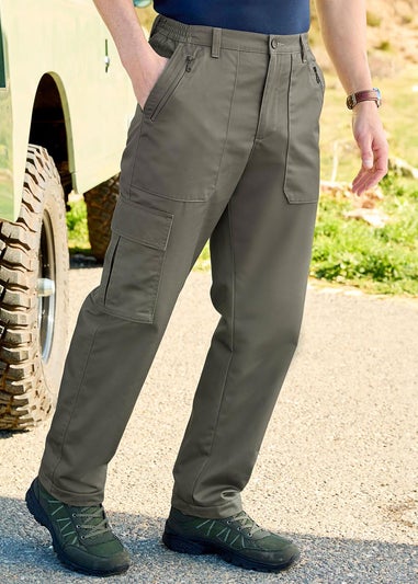 Cotton Traders Washed Khaki Thermal Action Trousers