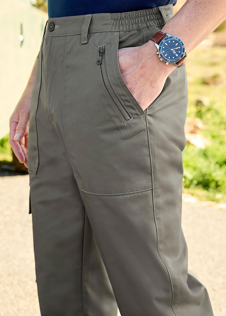 Cotton Traders Washed Khaki Thermal Action Trousers
