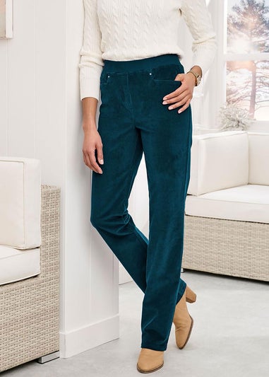Cotton Traders Dark Peacock Premium Pull On Cord Trousers