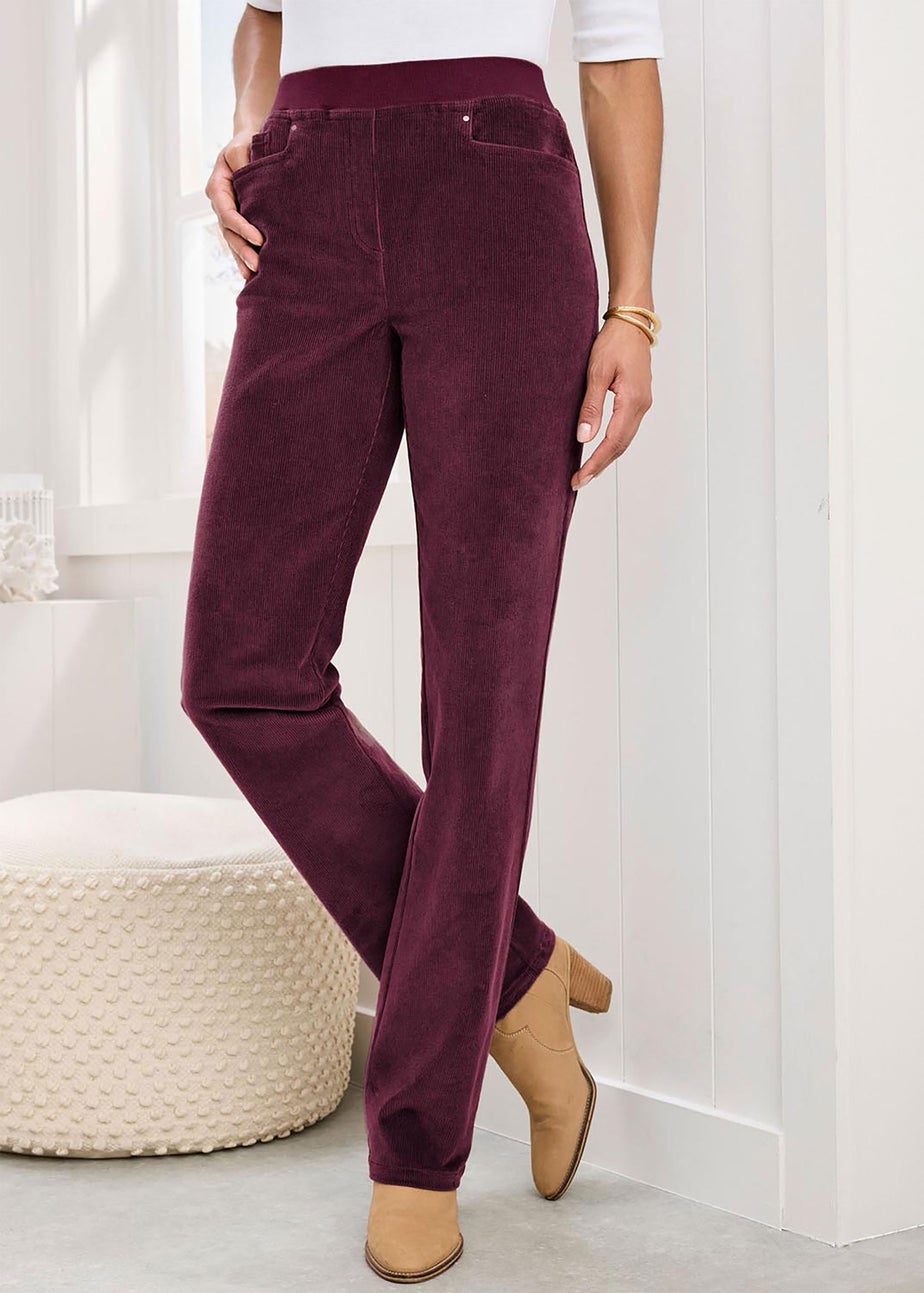Cotton Traders Damson Premium Pull On Cord Trousers