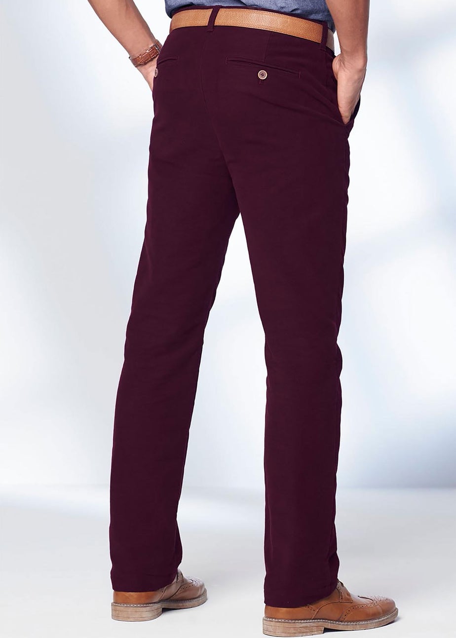 Cotton Traders Burgundy Cotton Moleskin Comfort Trousers