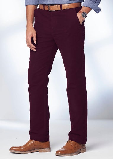 Cotton Traders Burgundy Cotton Moleskin Comfort Trousers
