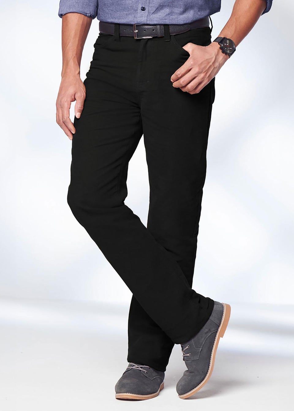 Cotton Traders Black Cotton Moleskin 5 Pocket Trousers