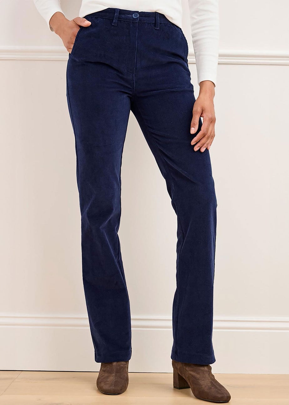 Cotton Traders Midnight Adjustable Waist Cord Straight Leg Trousers