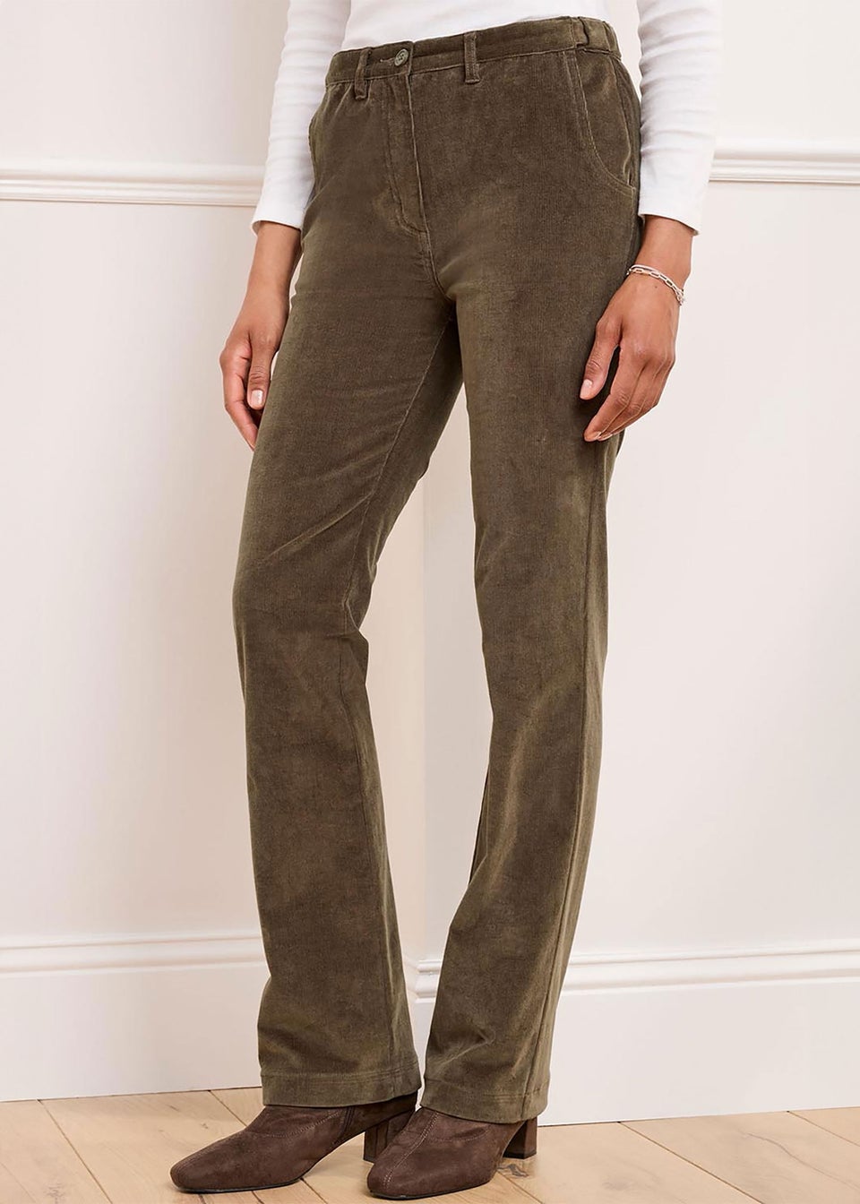 Cotton Traders Bark Adjustable Waist Cord Straight Leg Trousers