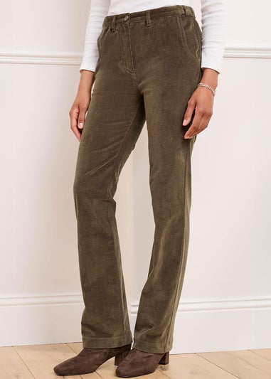 Cotton Traders Bark Adjustable Waist Cord Straight Leg Trousers