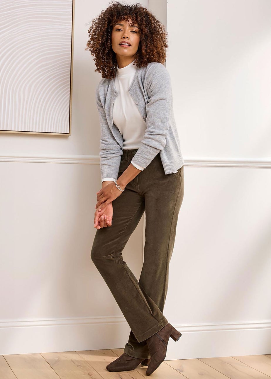 Cotton Traders Bark Adjustable Waist Cord Straight Leg Trousers