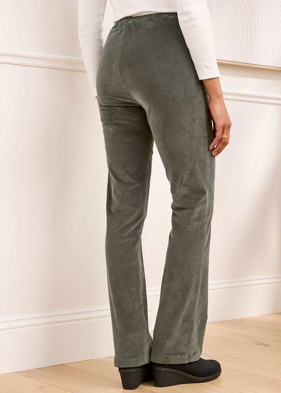 Cotton Traders Dark Forest Straight-Leg Pull-On Cord Trousers