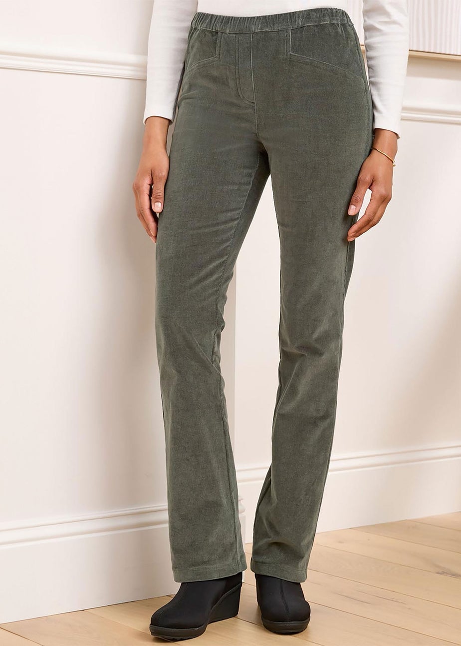 Cotton Traders Dark Forest Straight-Leg Pull-On Cord Trousers
