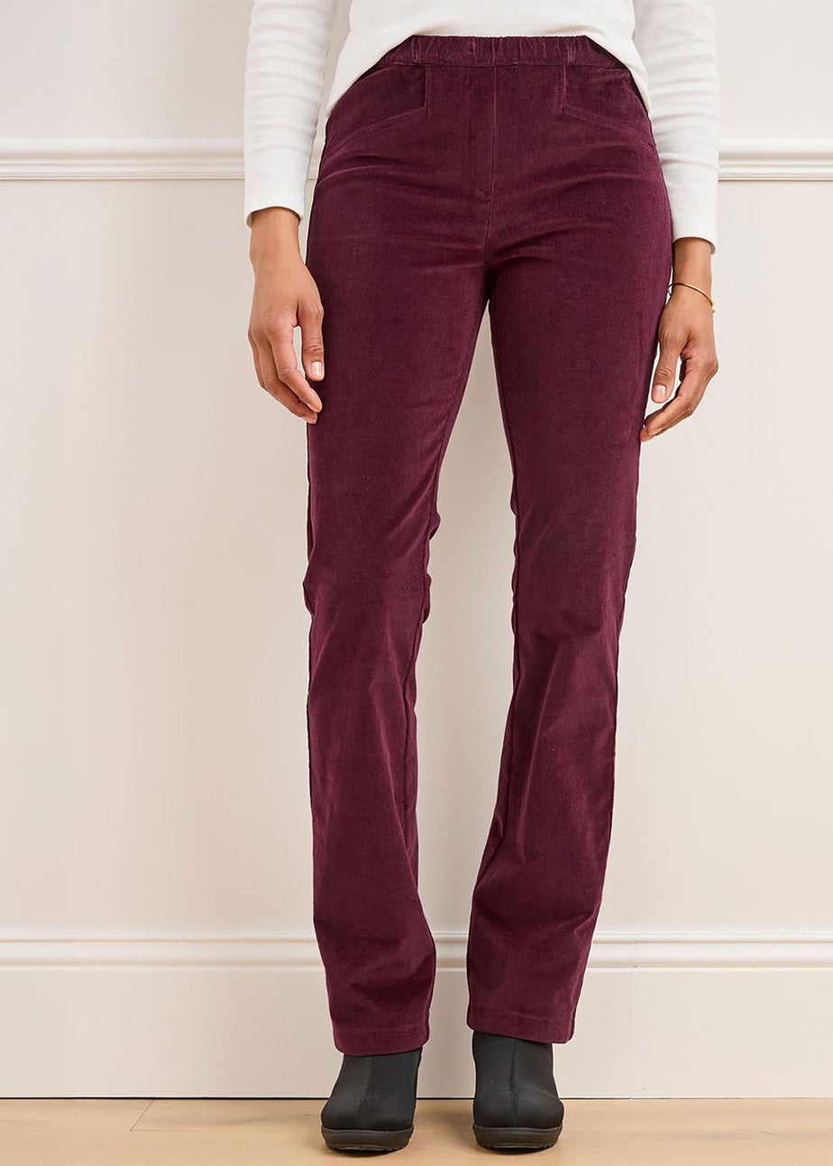 Cotton Traders Merlot Straight-Leg Pull-On Cord Trousers