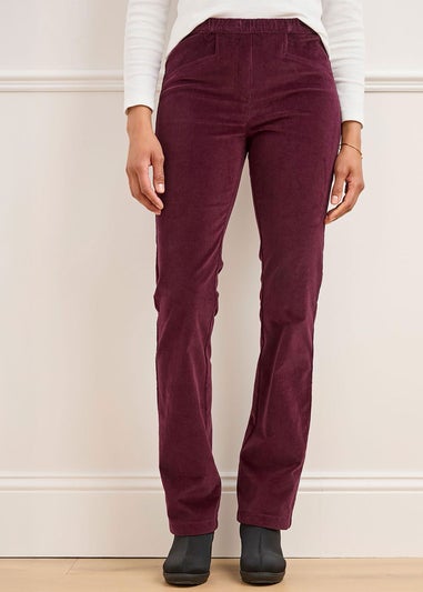 Cotton Traders Merlot Straight-Leg Pull-On Cord Trousers