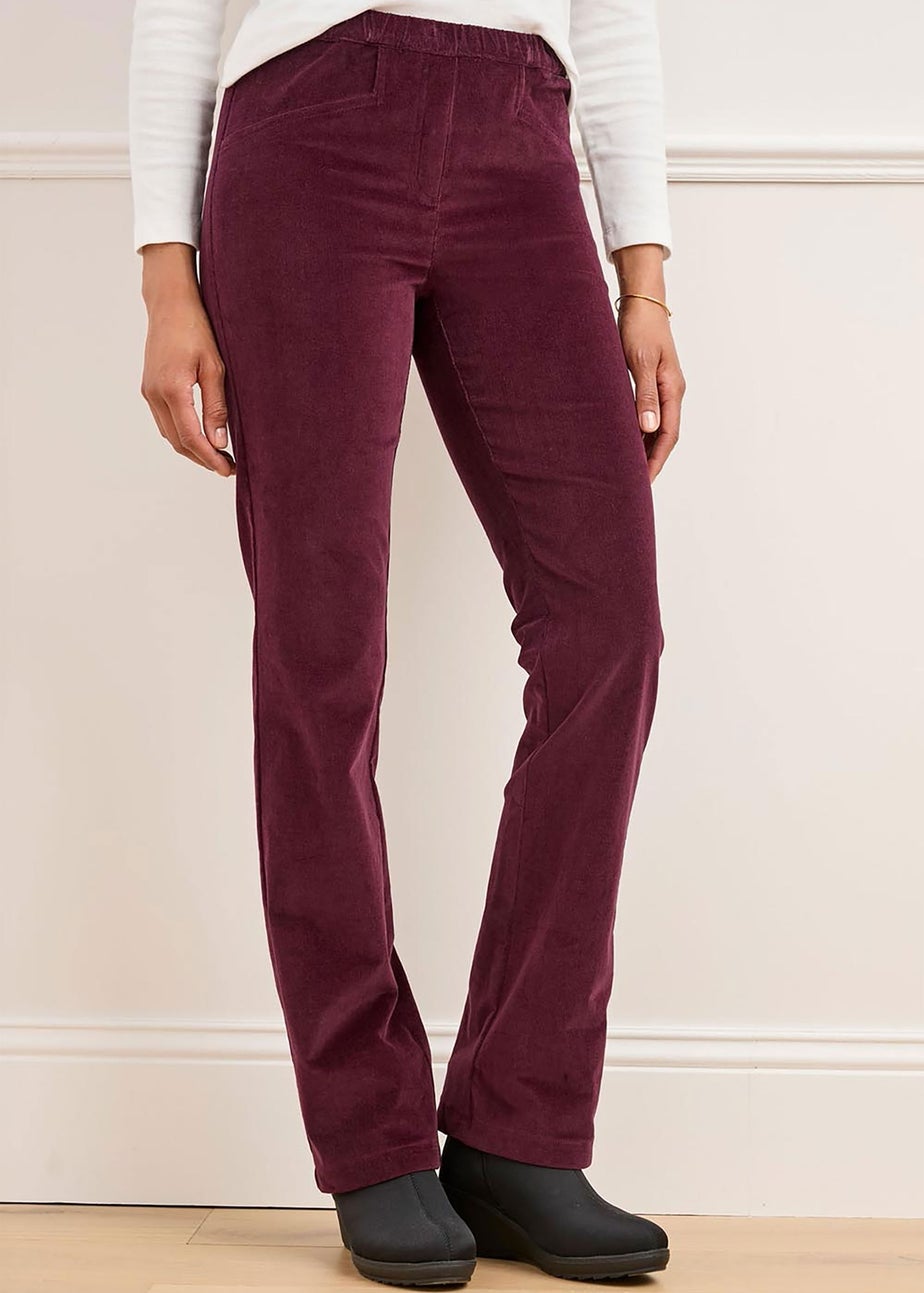 Cotton Traders Merlot Straight-Leg Pull-On Cord Trousers
