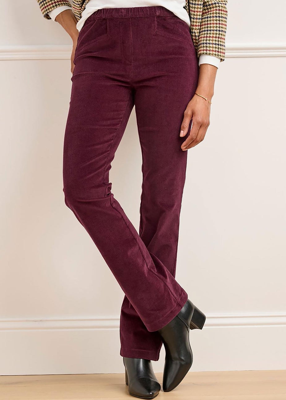 Cotton Traders Merlot Straight-Leg Pull-On Cord Trousers