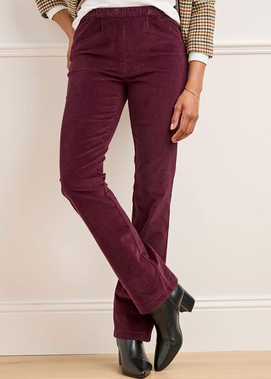 Cotton Traders Merlot Straight-Leg Pull-On Cord Trousers