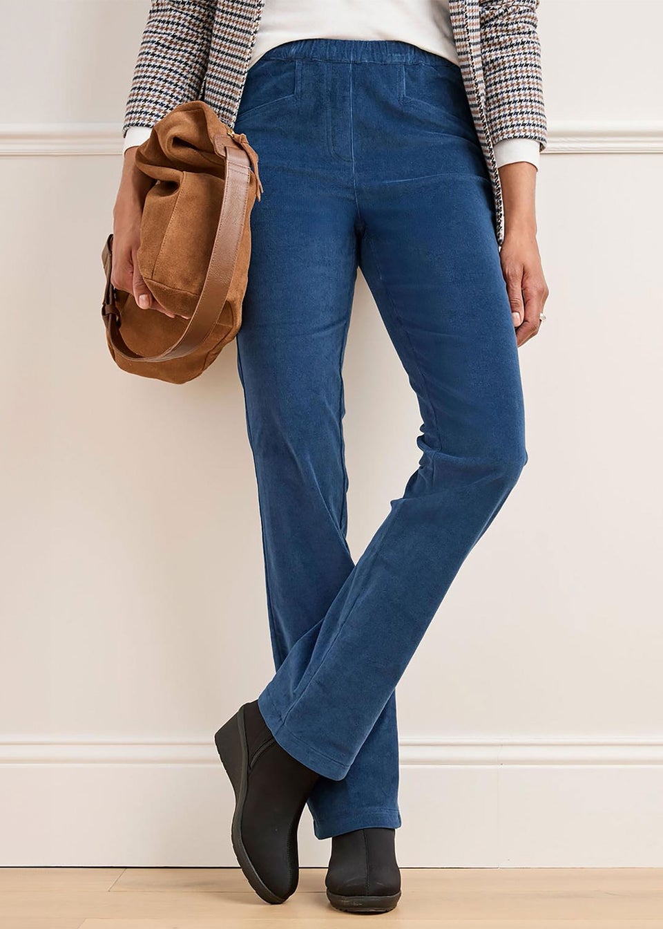 Cotton Traders Blue Dusk Straight-Leg Pull-On Cord Trousers