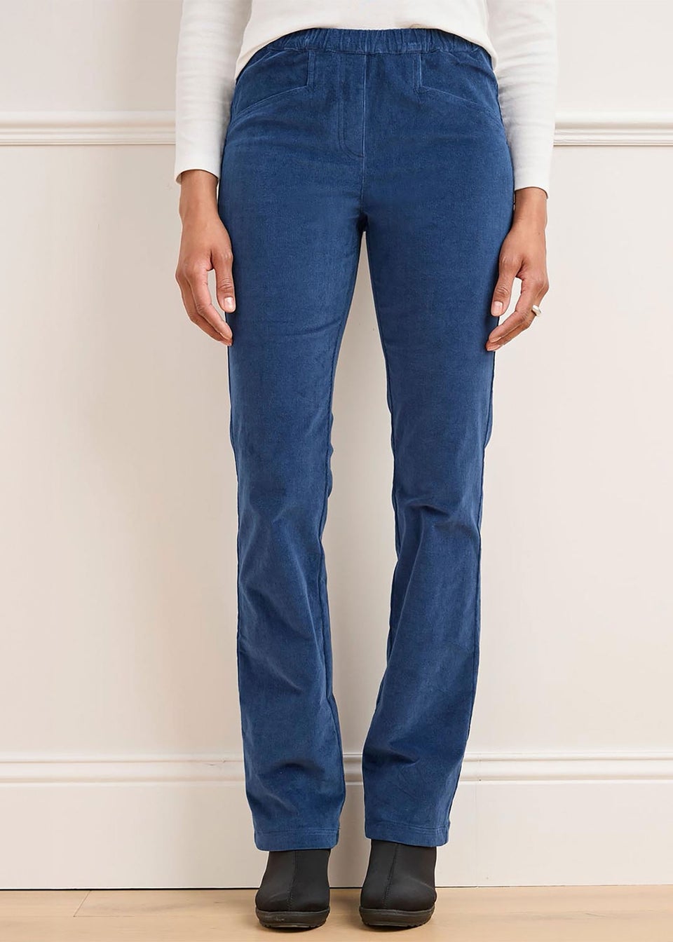 Cotton Traders Blue Dusk Straight-Leg Pull-On Cord Trousers