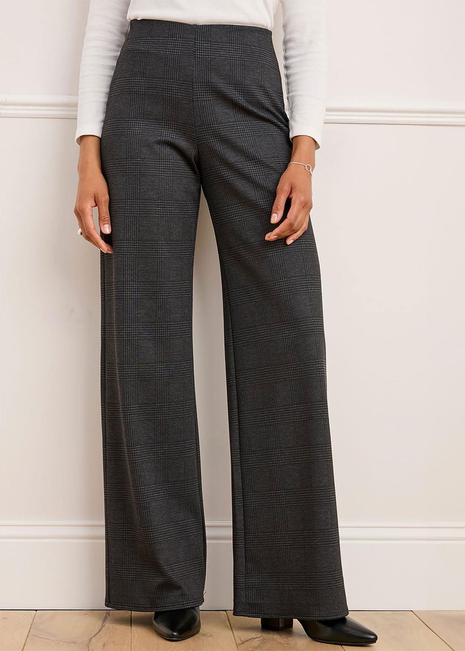 Cotton Traders Black Jersey Pull-On Wide-Leg Trousers