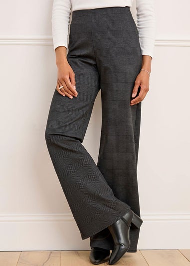 Cotton Traders Black Jersey Pull-On Wide-Leg Trousers