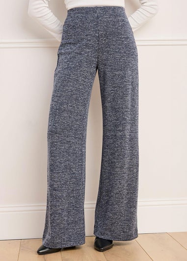 Cotton Traders Navy Jersey Pull-On Wide-Leg Trousers