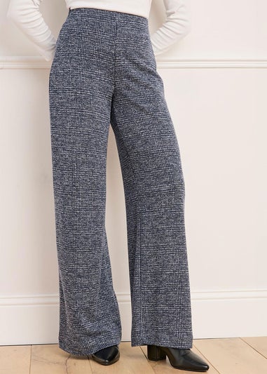 Cotton Traders Navy Jersey Pull-On Wide-Leg Trousers