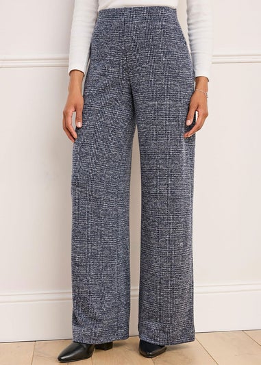Cotton Traders Navy Jersey Pull-On Wide-Leg Trousers