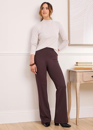Cotton Traders Dark Chocolate Jersey Wide Leg Trousers