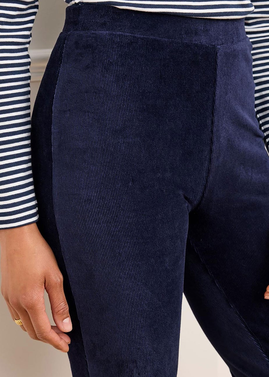 Cotton Traders Navy Slim Leg Pull On Stretch Jersey Cord Trousers