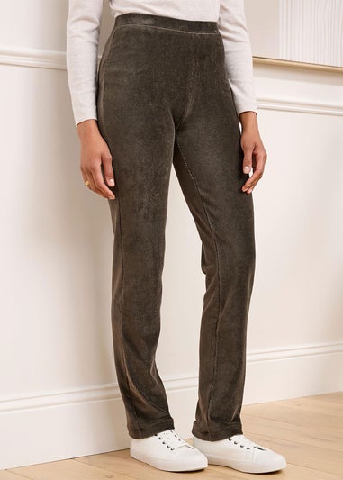 Cotton Traders Dark Forest Slim Leg Pull On Stretch Jersey Cord Trousers