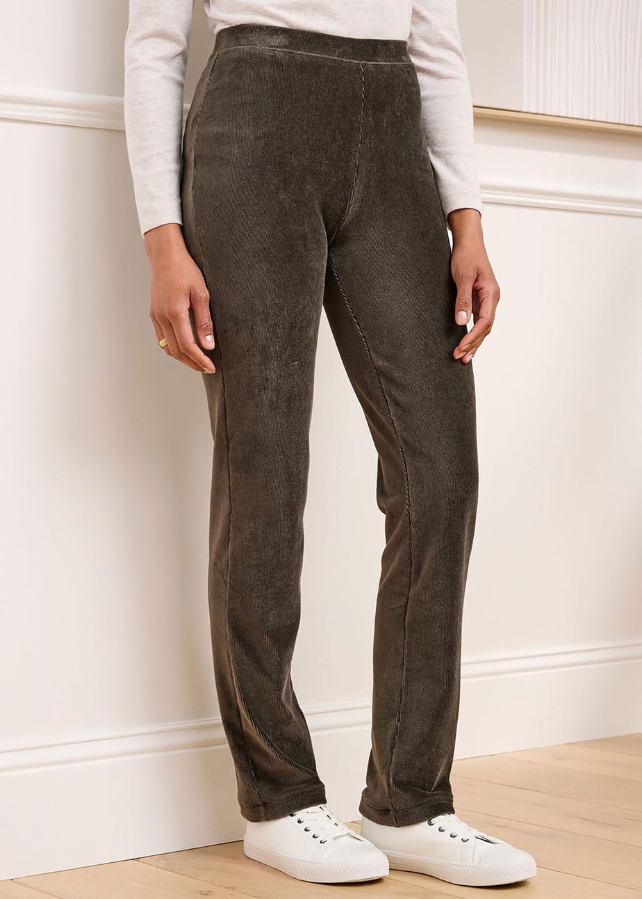 Cotton Traders Dark Forest Slim Leg Pull On Stretch Jersey Cord Trousers