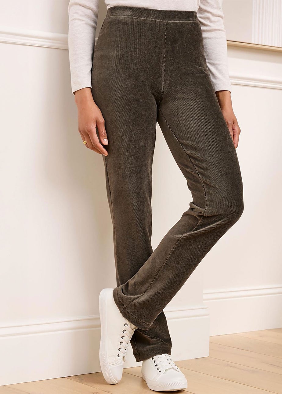 Cotton Traders Dark Forest Slim Leg Pull On Stretch Jersey Cord Trousers